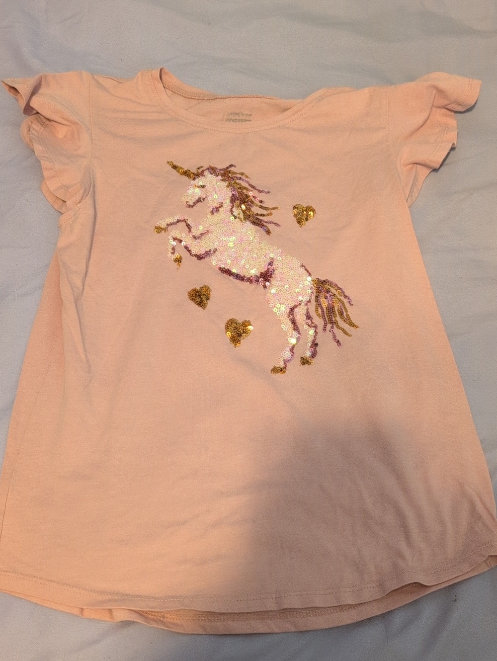 Girls Pink Unicorn Sequin Tee